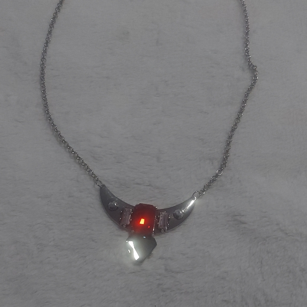 8/$10 Paparazzi Silver Necklace with Red Accent - Picture 4 of 8